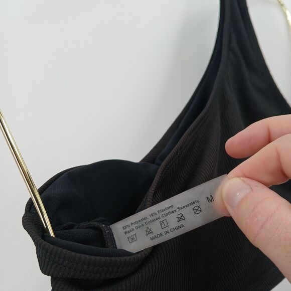 Monokini Swimsuit Womens M Black Ribbed Swimsuit Swimwear Resortwear Aesthetic - Picture 3 of 4